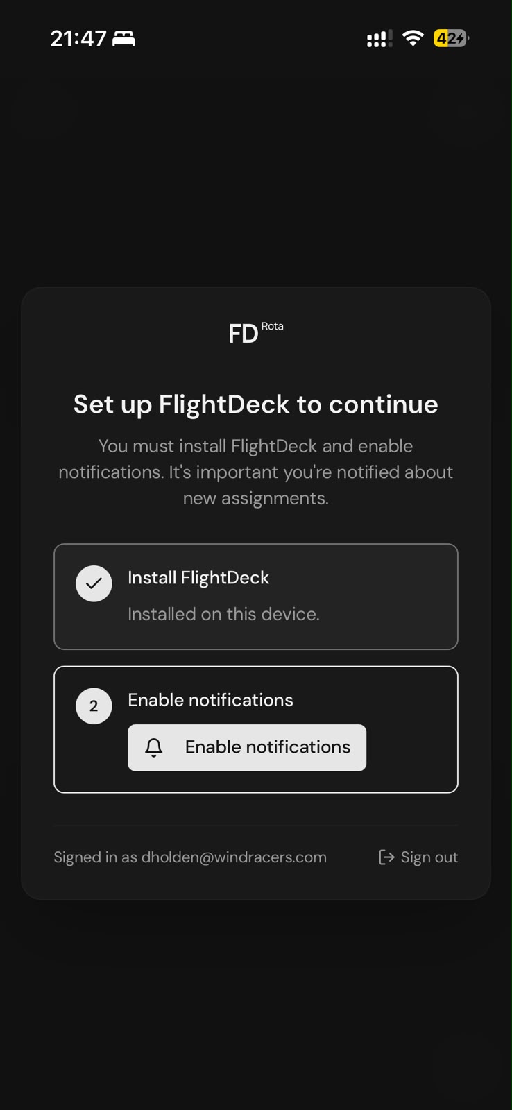 Notification gate screen — mobile