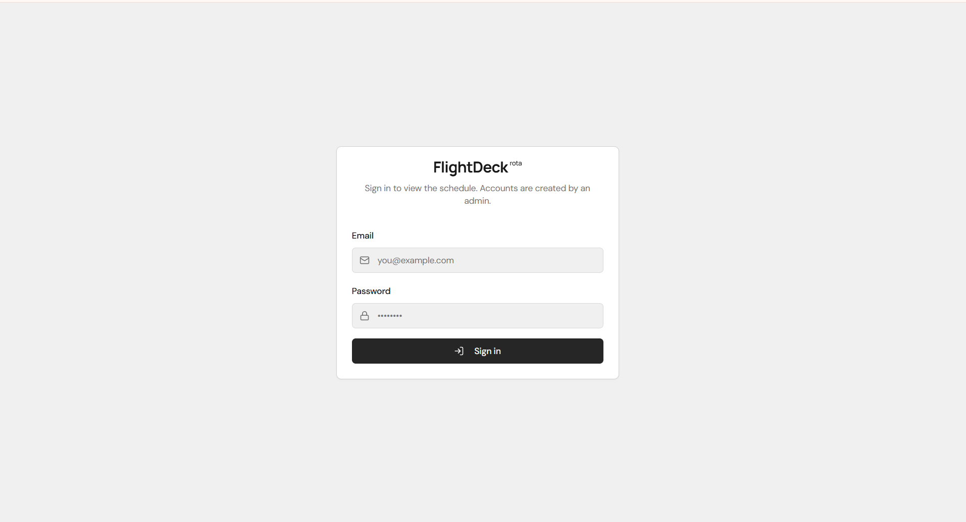 Sign-in screen