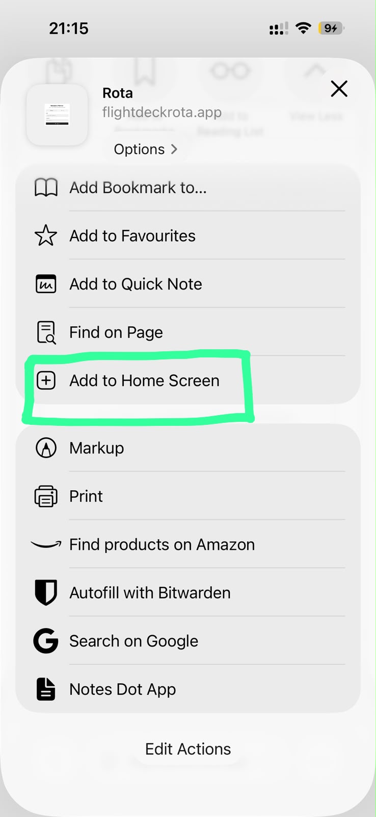 iOS Add to Home Screen